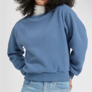 Everlane blue grey teddy fleece pullover size XS new